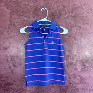 Ralph Lauren Girls Purple/Pink Sleeveless Collared Golf Shirt (NEW)
